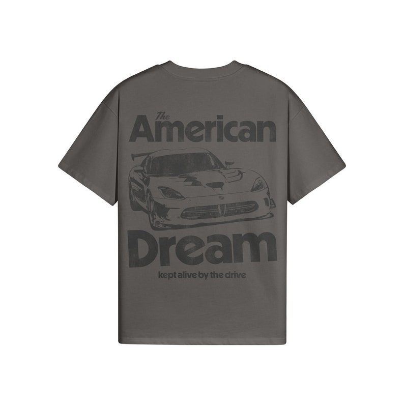 La camiseta del sueño americano, la camiseta Dodge Viper, la camisa del coche, la camisa de carreras, el coche de carreras, América Charcoal Gray