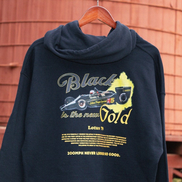 Lotus 79 Black Is The New Gold Hoodie, Vintage Hoodie, Kapuzen-Sweatshirt, Grand-Prix-Sweatshirt, Racing-Sweatshirt, Auto-Sweatshirt