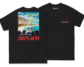 ヴィンテージ モナコ グランプリ T シャツ、レーシング シャツ、カー シャツ、レース カー シャツ、グランプリ シャツ、モータースポーツ アパレル