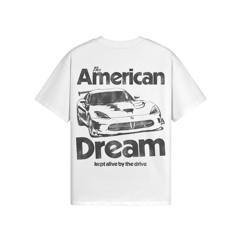 La camiseta del sueño americano, la camiseta Dodge Viper, la camisa del coche, la camisa de carreras, el coche de carreras, América White