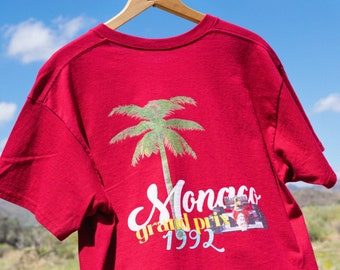 T-shirt du Grand Prix de Monaco 1992, chemise de Monaco, chemise vintage, chemise de Grand Prix, chemise de course, chemise de voiture, chemise de voiture de course
