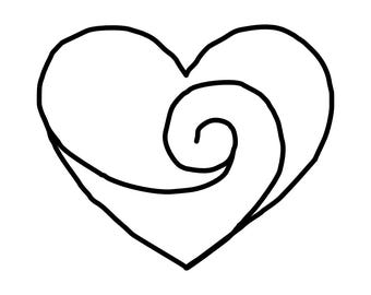 Modello per ricamo a punzone “Motivo B-A” – disegno a linee di cuore organico • caldo e moderno • download PDF