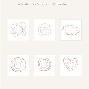 Punch Needle Vorlagen „Flow A–F“ – komplette Flow Kollektion • organisches Linien Design • modern & meditativ • PDF Download