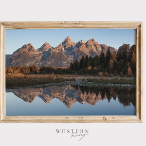 Teton Mountain Range, Wyoming Landscape, Mountain Reflection in Lake, National Park Scenery, Teton Mountain Photography Wyoming Mountain Art