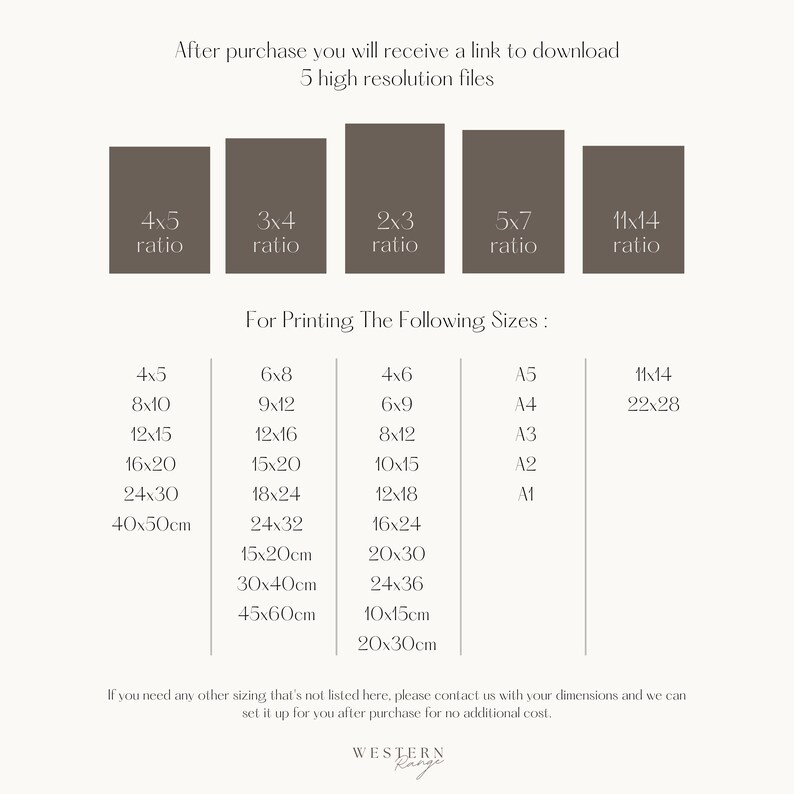 May include: A chart showing different aspect ratios for digital images and corresponding print sizes in inches and centimeters. The chart includes ratios like 4x5, 3x4, 2x3, 5x7, and 11x14. The print sizes range from 4x5 inches to 45x60 centimeters.