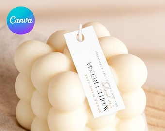 Thin Candle Tags Canva Template | Minimal Candle Hang Tag | Custom Tags | Small, Narrow, Skinny | Candle Business | for small business