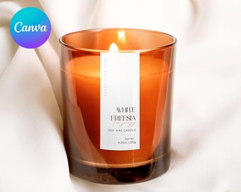Plantilla de etiquetas verticales para velas Canva / Etiqueta delgada editable / Etiqueta adhesiva para producto delgada y angosta / Minimalista, moderna, simple / Producto para velas DIY
