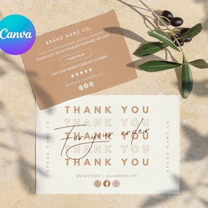 BOHO Thank You Card Buisness Template Canva | Editable Package Insert for your order |  Printable Packaging Card  |  Coupon code card