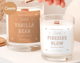 Modern Candle Labels Template Canva | Editable Product label | Printable Candle Jar Template | DIY Candle Label | Boho candle label template