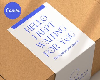 Personalisierte Box Dichogel Aufkleber Vorlage Canva | Paketbox Aufschrift | Bestellung Verpackung Danke Etikett | Kraft Box Siegel design