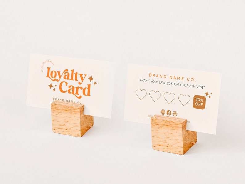 Retro Loyalty Card Canva Template | BOHO Customer Stamp Card | Editable ...