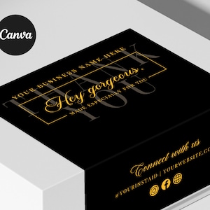Box Shipping Label Template Canva | Order packaging Sticker | Box seal label template | Mailerbox Seal Design | Editable Wide box label