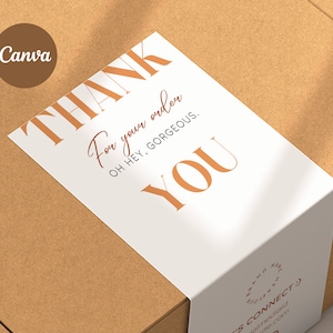 Shipping Box Sticker Template Canva | Order packaging Seal label | Editable, Printable Parcel Thank you | Mailerbox Seal Design