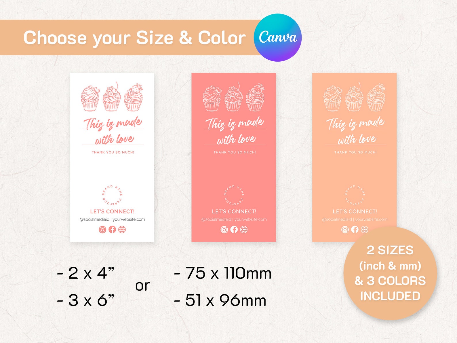 Editable Cake Box Cupcake Box Sticker Template Canva | Bakery Order Packaging Box Label ...