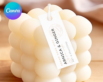 Dünne Kerze Tags Canva Vorlage | Schmaler Kerzenanhänger | Benutzerdefinierte Hang Tags | DIY Kerze Anhänger | Kerzengeschäftlich | für kleine Unternehmen