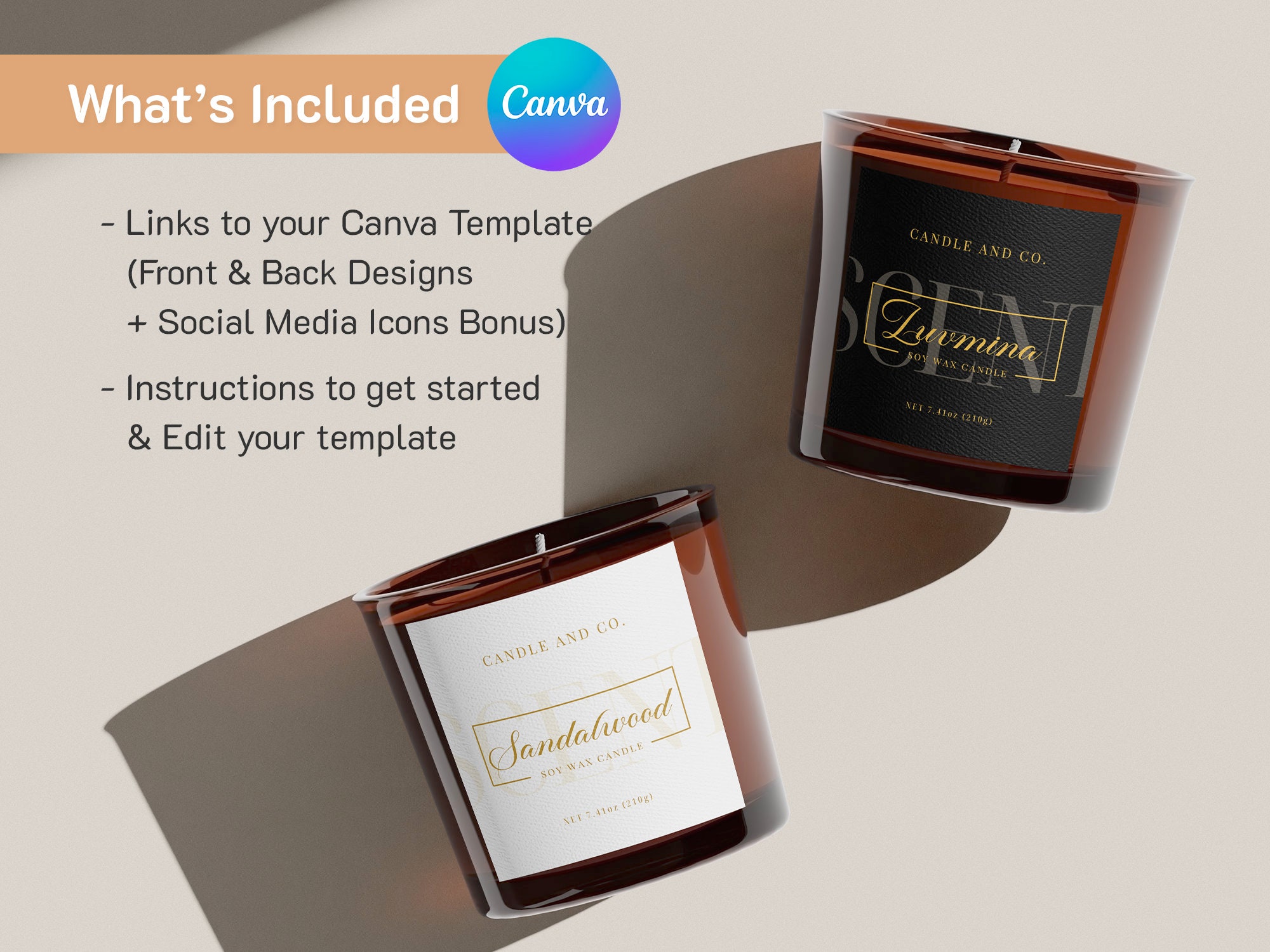 Candle Label Template Luxury Canva Printable Product Label Hotel Candle Jar Template Editable ...