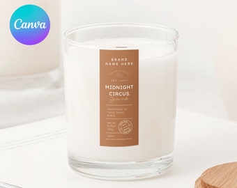 Plantilla de etiquetas de velas finas Canva / Etiqueta de producto vertical editable / Etiqueta de producto delgada y angosta / Minimalista, moderna, simple