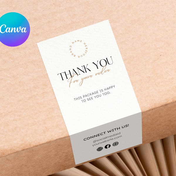 Box Label Template Canva | Order packaging Seal sticker | Editable, Printable Parcel Sticker | Shipping Label | Seal Design