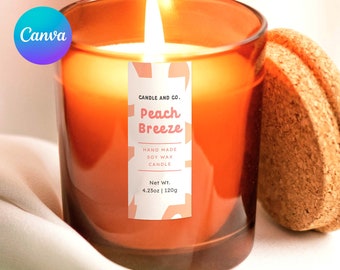 Plantilla de etiquetas de velas verticales bohemias de Canva / Etiqueta de vela delgada editable / Etiqueta de producto delgada y angosta / Producto de marcas de velas Groovy DIY