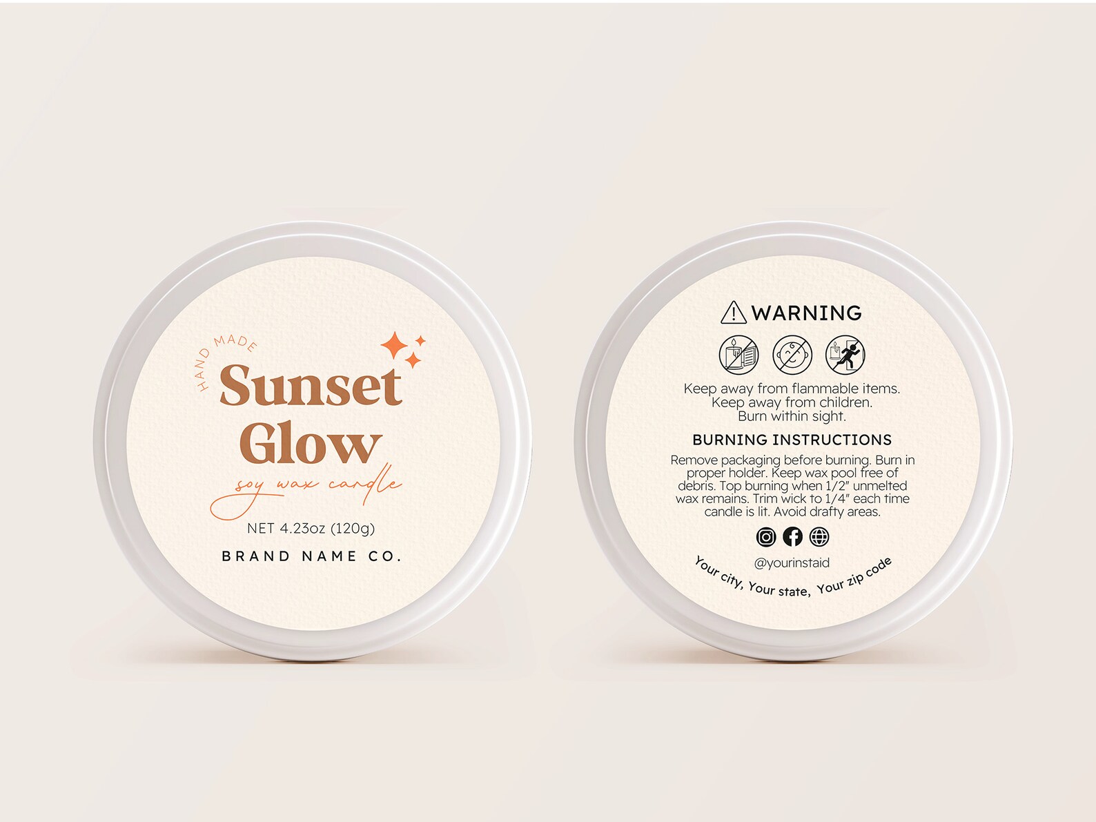 Retro Candle Tin Label Template Canva Printable Round Sticker Groovy Retro Candle Tin Label Template Canva Printable Round Sticker Groovy