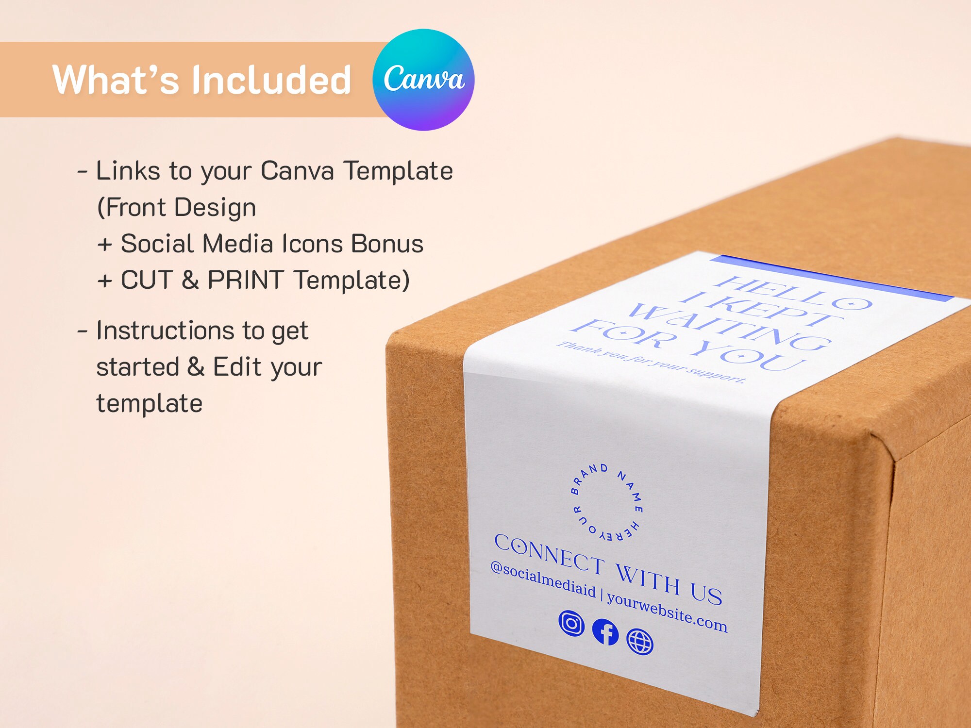 Sealing Sticker Format Personalised Box Seal Sticker Template Canva | Parcel Box Label | Order ...