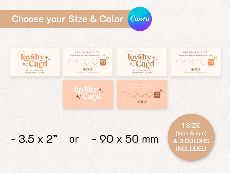 Retro Loyalty Card Canva Template | BOHO Customer Stamp Card | Editable ...