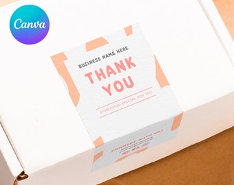 Rosa Versandkarton Label Vorlage Canva | BOHO Bestellung Verpackung Siegelaufkleber | Bearbeitbarer, druckbarer Paketaufkleber | Mailerbox Verpackung Label