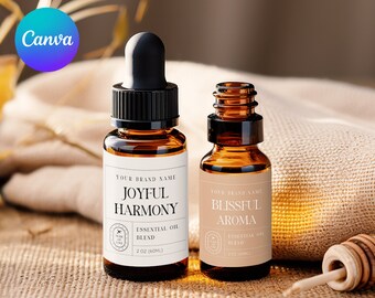 Moderne Pipette Etikett Vorlage Canva | Ölflasche Etikett Design | Kosmetik Körperöl Gesichtsöl Produkt Label Design | DIY Verpackung