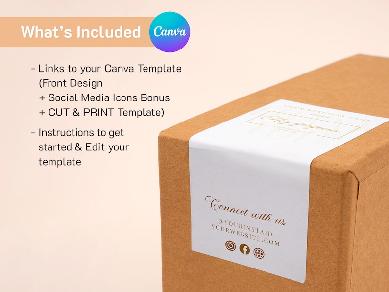 Box Label Template Canva Order Packaging Seal Editable Etsy