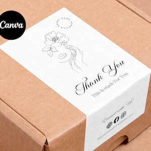 Sjabloon vrouwelijke kunstdoos label Canva | Verzendstickers voor verpakking | Bewerkbaar label op verzenddoos | Afdrukbare zegel van kleine verpakkingsdozen