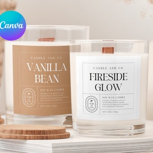 Modern Candle Labels Template Canva | Minimal Customizable Product label | Square Jar Template | Editable | DIY Candle Label | Label Design