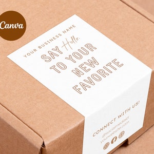 Modelo de etiqueta de caixa editável Canva | Etiqueta da caixa de remessa | Selo de embalagem para pedido imprimível | Design de selo de pacote de caixa Kraft | adesivo de embalagem