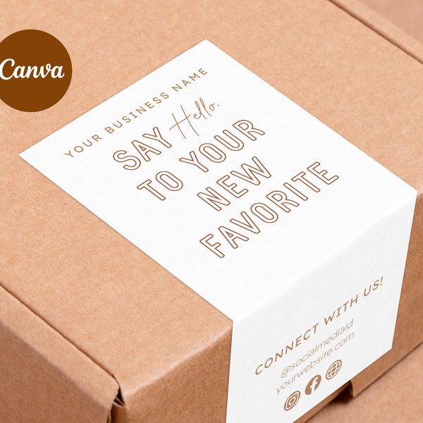 Editable Box label Template Canva | Shipping box label | Printable Order packaging Seal | Kraft Box Parcel Seal Design | packaging sticker