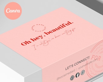 Carton Box Label Template Canva | Order packaging Sticker | Editable, Printable Parcel Thank you | Mailerbox Seal Design | Wide box label