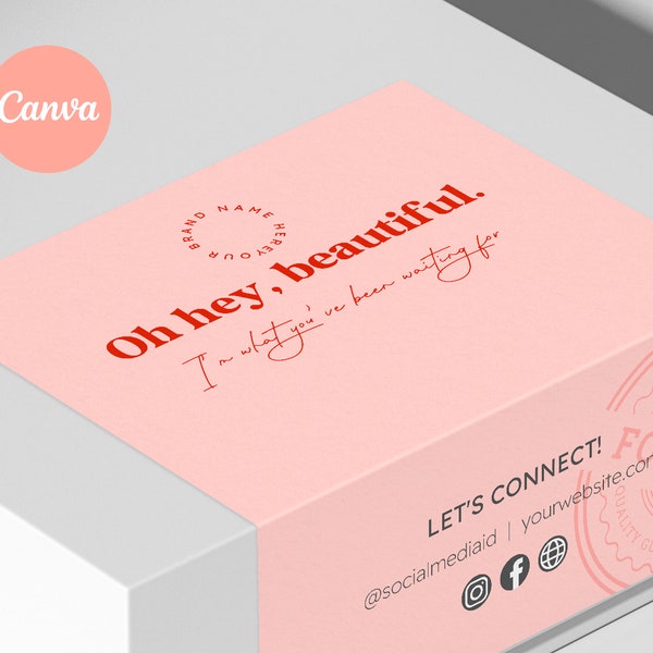 Carton Box Label Template Canva | Order packaging Sticker | Editable, Printable Parcel Thank you | Mailerbox Seal Design | Wide box label