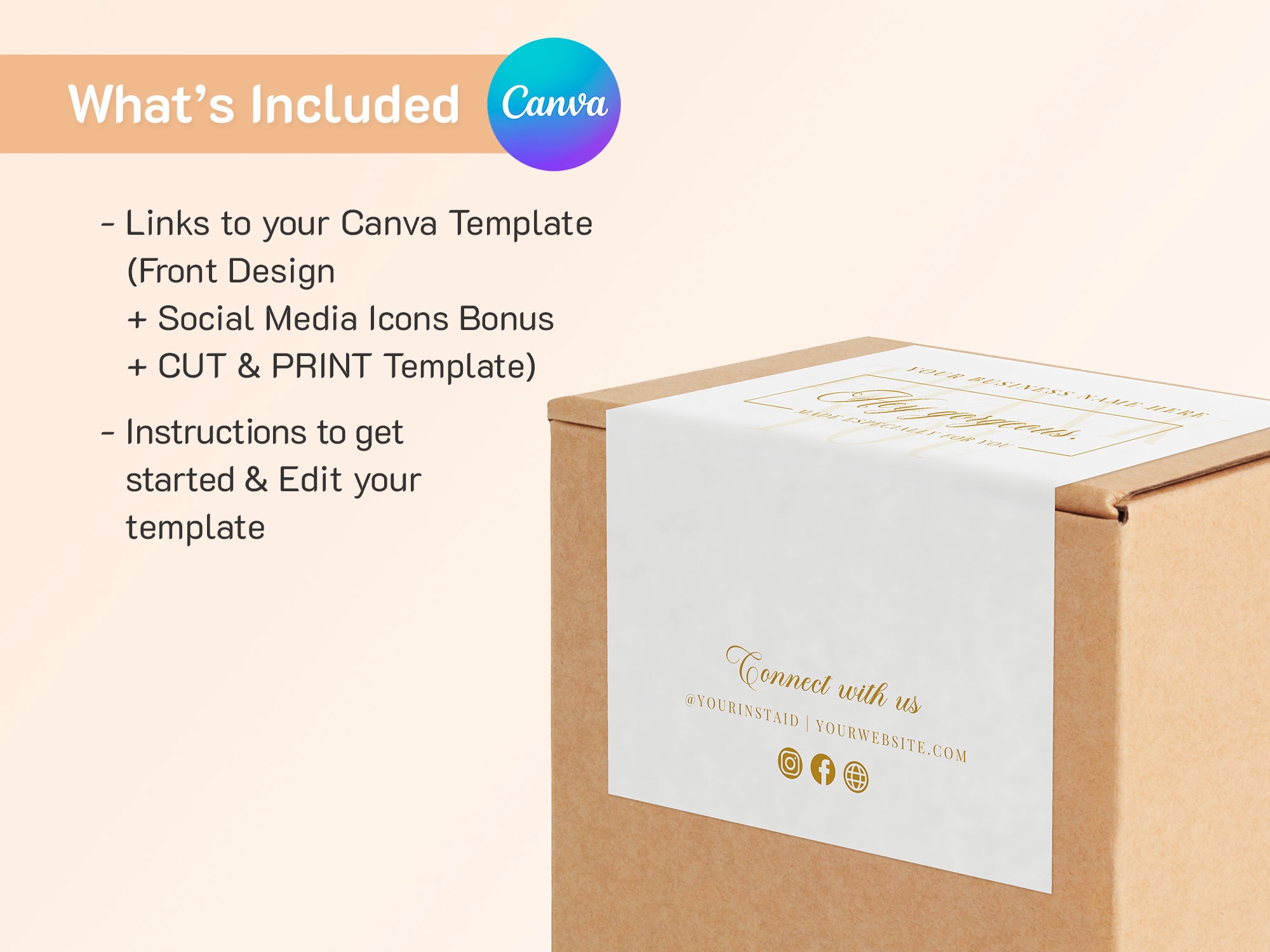 Box Shipping Label Template Canva Order Packaging Sticker Box Seal ...