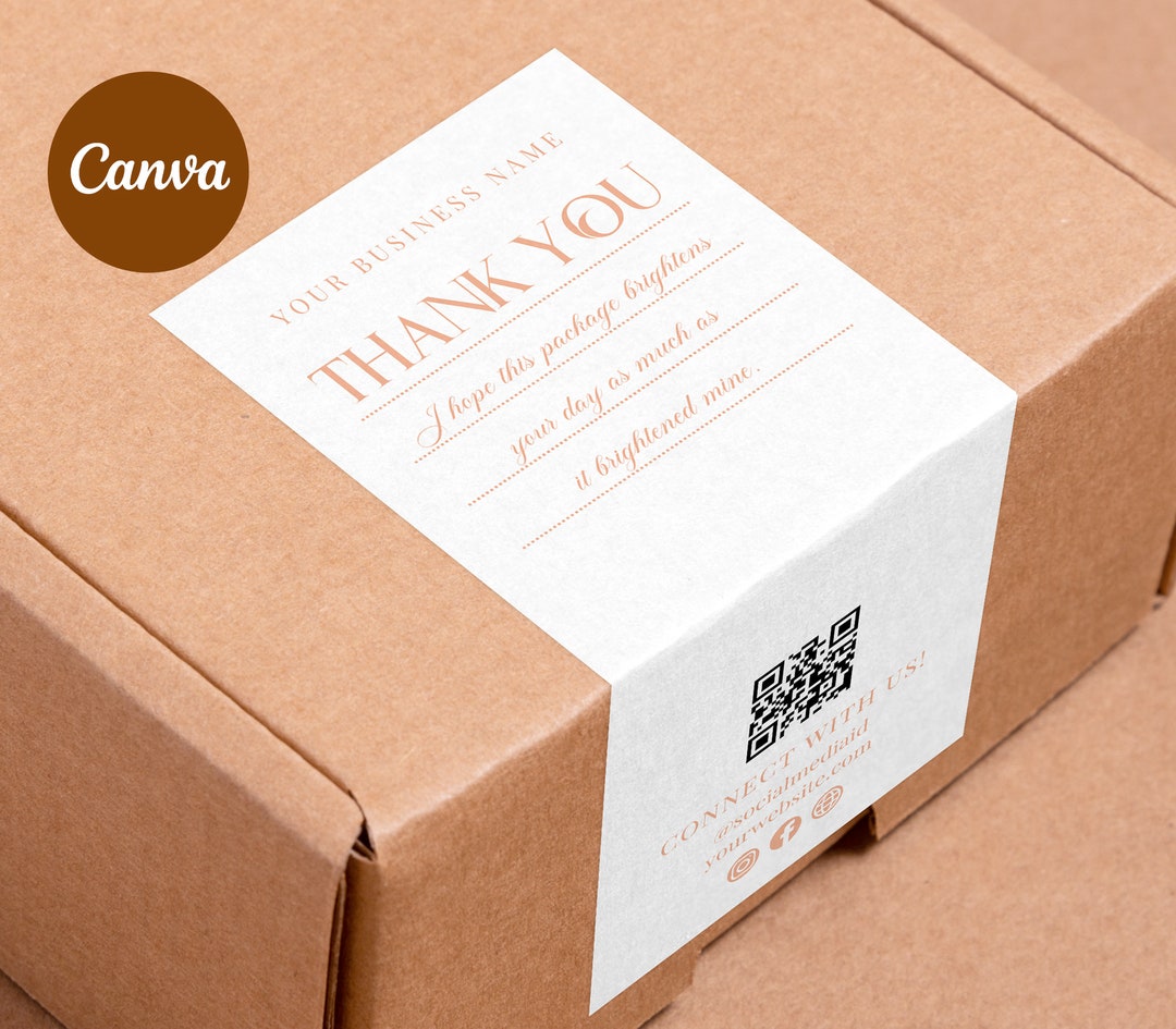 QR Code Box Label Template Canva | Custom Packaging Box Seal | Shipping ...