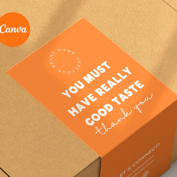 Packaging Box label Template Canva | Shipping label | Printable Order packaging Seal | Kraft Box Parcel Seal Design | packaging sticker