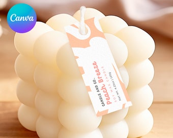 Pink schmale Kerze Tags Canva Vorlage | Dünner Kerzenanhänger | Skinny Anhänger DIY | DIY Kerze Business | 1,75 * 0,5 "2,5 * 1" Anhänger