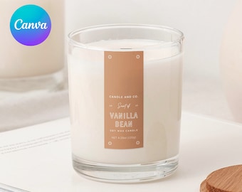 Plantilla de etiquetas verticales para velas Canva / Etiqueta adhesiva fina editable para productos / Etiqueta de vela delgada y estrecha / Plantilla de vela personalizable