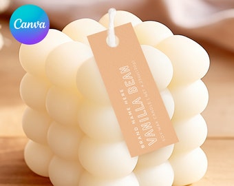 Thin Candle Tags Canva Template | Skinny Candle Hang Tag | Narrow Custom Hang Tags | DIY Hang Tag | Candle Business | 1.75*0.5&quot; Tag