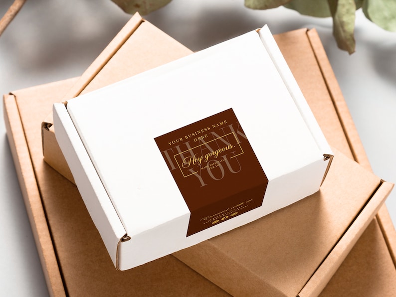 Box Label Template Canva Order Packaging Seal Editable Etsy