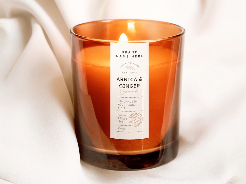 Thin Candle Labels Template Canva Editable Vertical Product Sticker