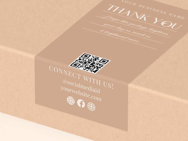 QR Code Box Label Template Canva Custom Packaging Box Seal Shipping ...