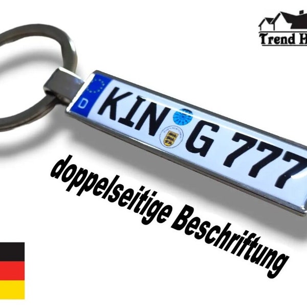 Personalisiert individuell Wunschtext KFZ Auto Kennzeichen Nummernschild Schlüsselanhänger Schlüsselring Keychain Anhänger