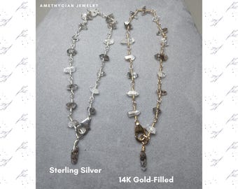 Genuine Herkimer Diamond Bead and Link Bracelet