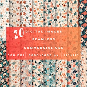 Patrón floral boho digital sin costuras, papel digital boho floral, papel digital boho, fondo boho floral, uso comercial boho png