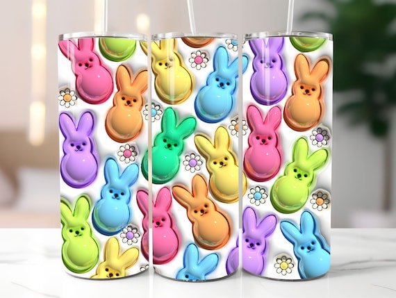 Easter 3D Inflated Bunny Design for Sublimation, Vibrant Rabbit Tumbler, Seasonal Sublimation Download, Colorful Easter Tumbler PNG Download