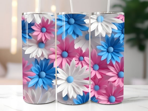 20oz pink and white daisy Tumbler
