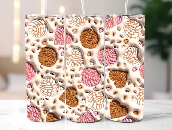 3D Inflated Cafecito Y Chisme Valentine's Day Tumbler Wrap, Puffy Concha Mexican Valentine 20oz Tumbler Sublimation Design, Digital Download